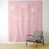 Tenture Fond de cabine photo rose pour Baby Shower (En situation)