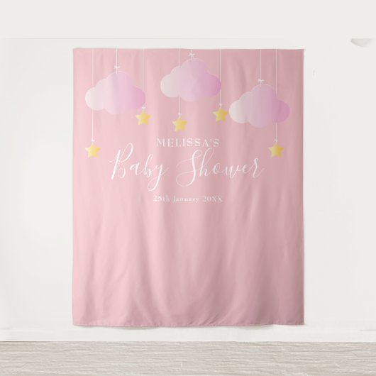 Tenture Fond de cabine photo rose pour Baby Shower (Devant)