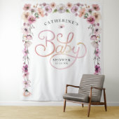 Tenture Fond de cabine pour Baby Shower avec fleurs sauvag (En situation)