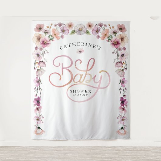 Tenture Fond de cabine pour Baby Shower Elegant Wildflower (Devant)