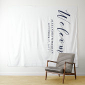 Tenture Fond de calligraphie bleu marine | Accessoire de p (En situation (horizontale))