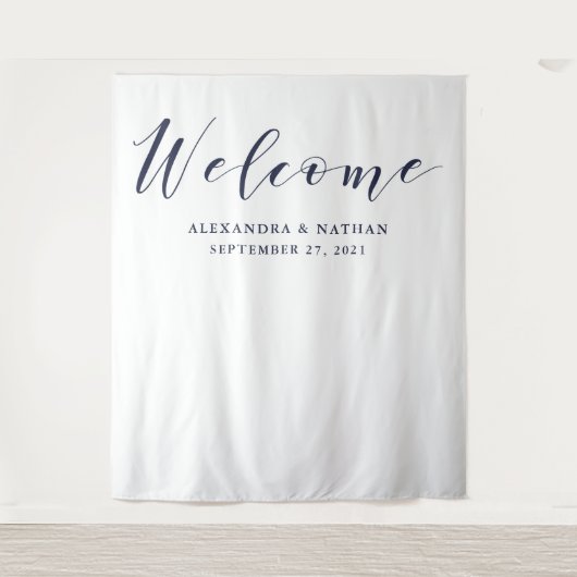 Tenture Fond de calligraphie bleu marine | Accessoire de p (Devant)