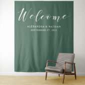 Tenture Fond de calligraphie verte | Accessoire de photobo (En situation)