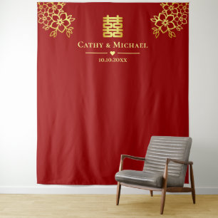 Tenture Fond de cérémonie de thé de mariage floral rouge c