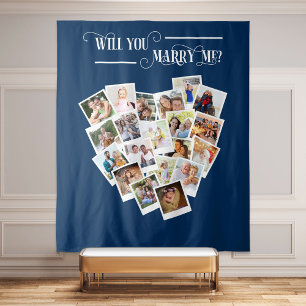 Tenture Fond de collage photo de cœur pour demande en mari