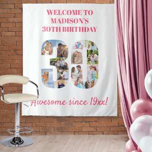 Tenture Fond de collage photo pour fête d'anniversaire 30