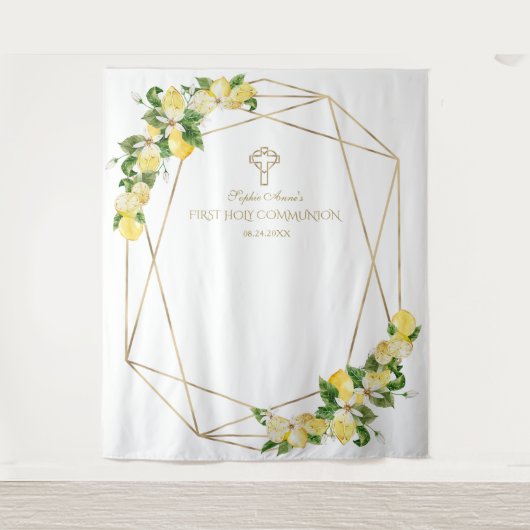 Tenture Fond de communion solennelle à cadre doré et citro (Devant)