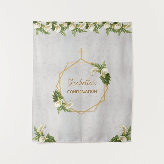 Tenture Fond de confirmation | Callas dorés en marbre (Devant)