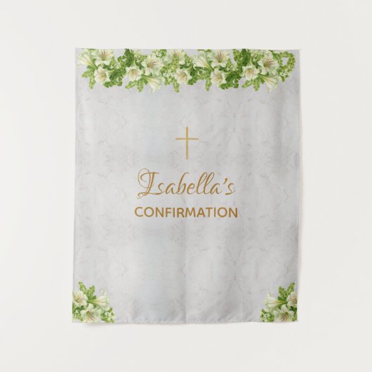 Tenture Fond de confirmation | Lys Croix de marbre doré (Devant)