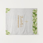 Tenture Fond de confirmation | Lys Croix Marbre Doré (Devant (Horizontal))