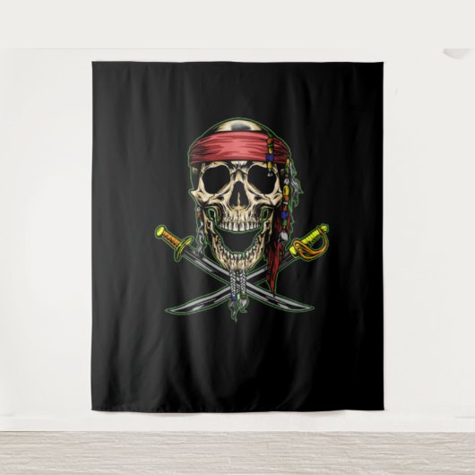 Tenture Fond de Décor Crâne de Pirate à Parler (Devant)