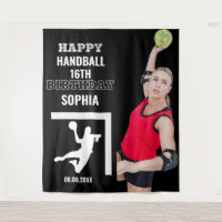 Fond de décor d'anniversaire handball, fille joueu