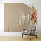 Tenture Fond de décor d'anniversaire palmier herbe de la p (En situation (horizontale))