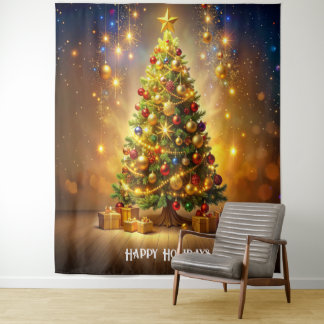 Tenture Fond de décor d'arbre de Noël décoré