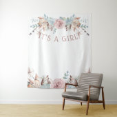 Tenture Fond de décor de douche bohème en bois virtuel (En situation)