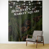 Tenture Fond de Décor de Fête avec Branches de Pin (En situation)