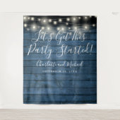 Tenture Fond de décor de fête avec lumières rustiques bleu (Devant)