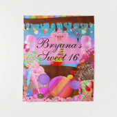 Tenture Fond de décor de fête d'anniversaire Sweet 16 Cand (Devant)