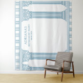 Tenture Fond de décor de fête de retraite grecque bleu (En situation)