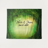 Tenture Fond de décor de fête Forêt Enchantée Verte Arbres (Devant (Horizontal))