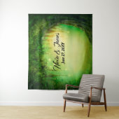 Tenture Fond de décor de fête Forêt Enchantée Verte Arbres (En situation)