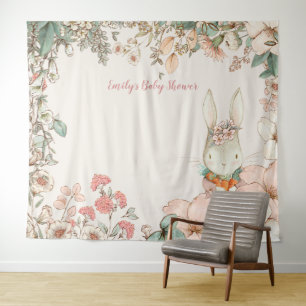 Tenture Fond de décor de fête prénatale vintage Bunny pays