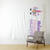 Tenture Fond de décor de licorne avec fleurs et confettis  (En situation (horizontale))