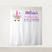 Tenture Fond de décor de licorne avec fleurs et confettis  (Devant)