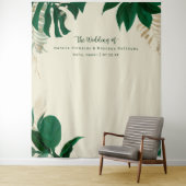 Tenture Fond de Décor de Mariage à Feuillage Tropical (En situation)