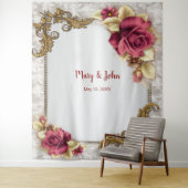 Tenture Fond de Décor de Mariage aux Roses Rouges Élégante (En situation)