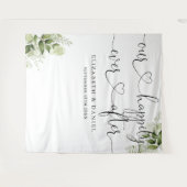 Tenture Fond de décor de mariage avec verdure et écriture (Devant (Horizontal))