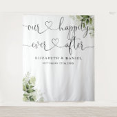 Tenture Fond de décor de mariage avec verdure et écriture (Devant)