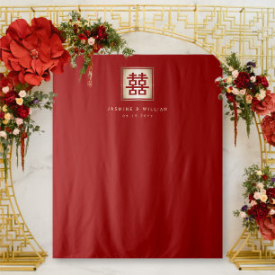 Tenture Fond de décor de mariage chinois Double Happiness