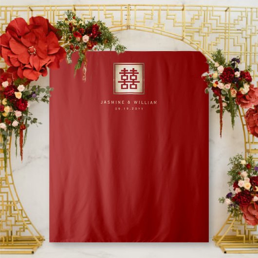 Tenture Fond de décor de mariage chinois Double Happiness