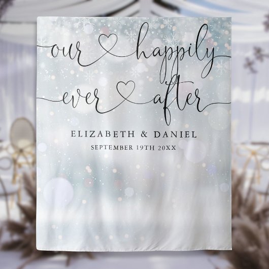Tenture Fond de Décor de Mariage d'Hiver avec Écriture Eve