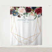 Tenture Fond de décor de mariage floral bordeaux marine (Devant)