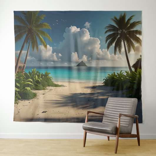 Tenture Fond de Décor de Mur de Photo d'Île Tropicale (En situation (horizontale))