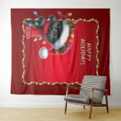 Tenture Fond de décor de Noël Chat Noir de Fêtes (En situation (horizontale))