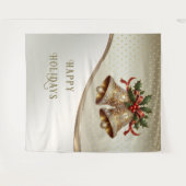Tenture Fond de décor de Noël en cloches dorées (Devant (Horizontal))