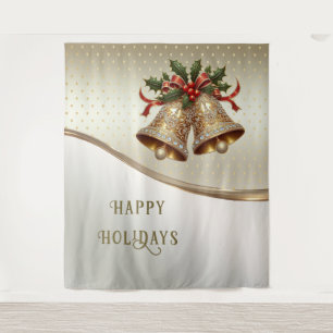Tenture Fond de décor de Noël en cloches dorées