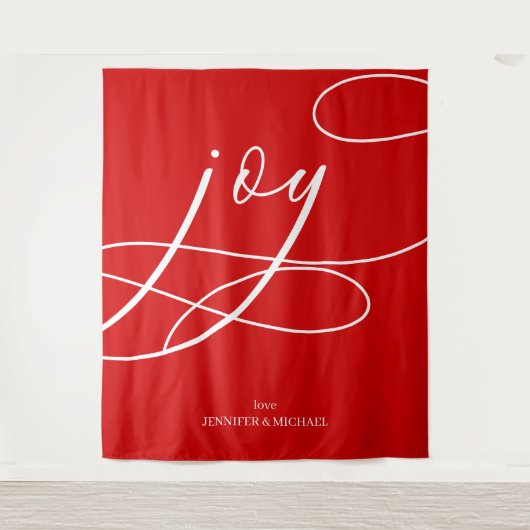 Tenture Fond de décor de Noël Script Minimal Joy (Devant)
