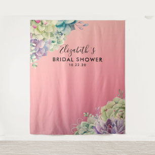 Tenture Fond de décor de photo de douche de mariée aquarel