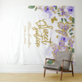 Tenture Fond de décor floral papillons violets Sweet 16 (En situation (horizontale))