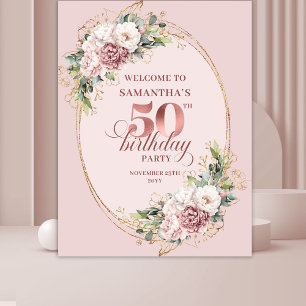 Tenture Fond de décor floral rose pâle pour 50e anniversai