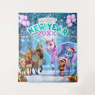 Tenture Fond de décor Nouvel An Enfants Licorne Magique &
