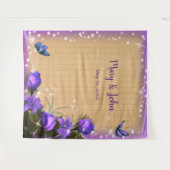 Tenture Fond de décor papillon floral violet en bois rusti (Devant (Horizontal))