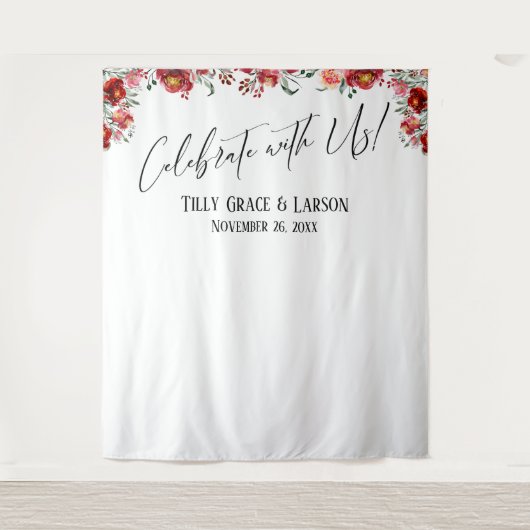 Tenture Fond de décor photo Fleurs Rouges Célébrez avec no (Devant)