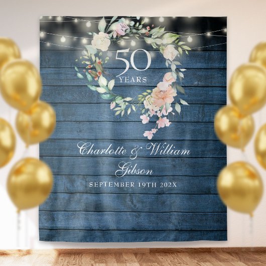 Tenture Fond de décor photo Floral Rustique Bleu 50e Anniv