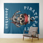 Tenture Fond de décor Pirate Crâne Cœur (En situation (horizontale))