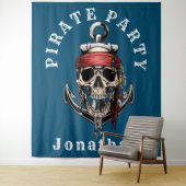 Tenture Fond de décor Pirate Crâne Cœur (En situation)